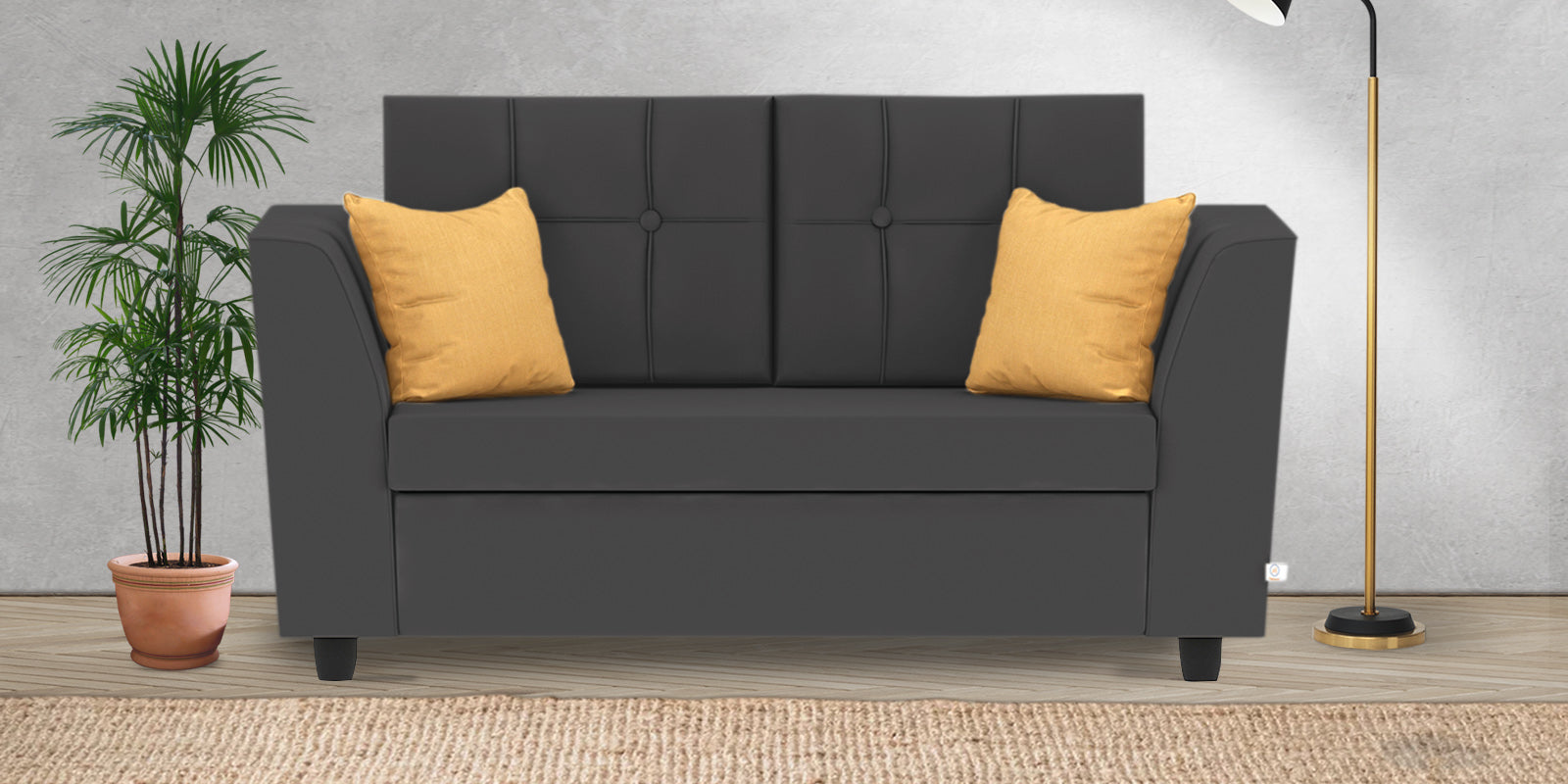 Nestin Velvet 2 Seater Sofa In Davy Grey Colour - Febonic Living