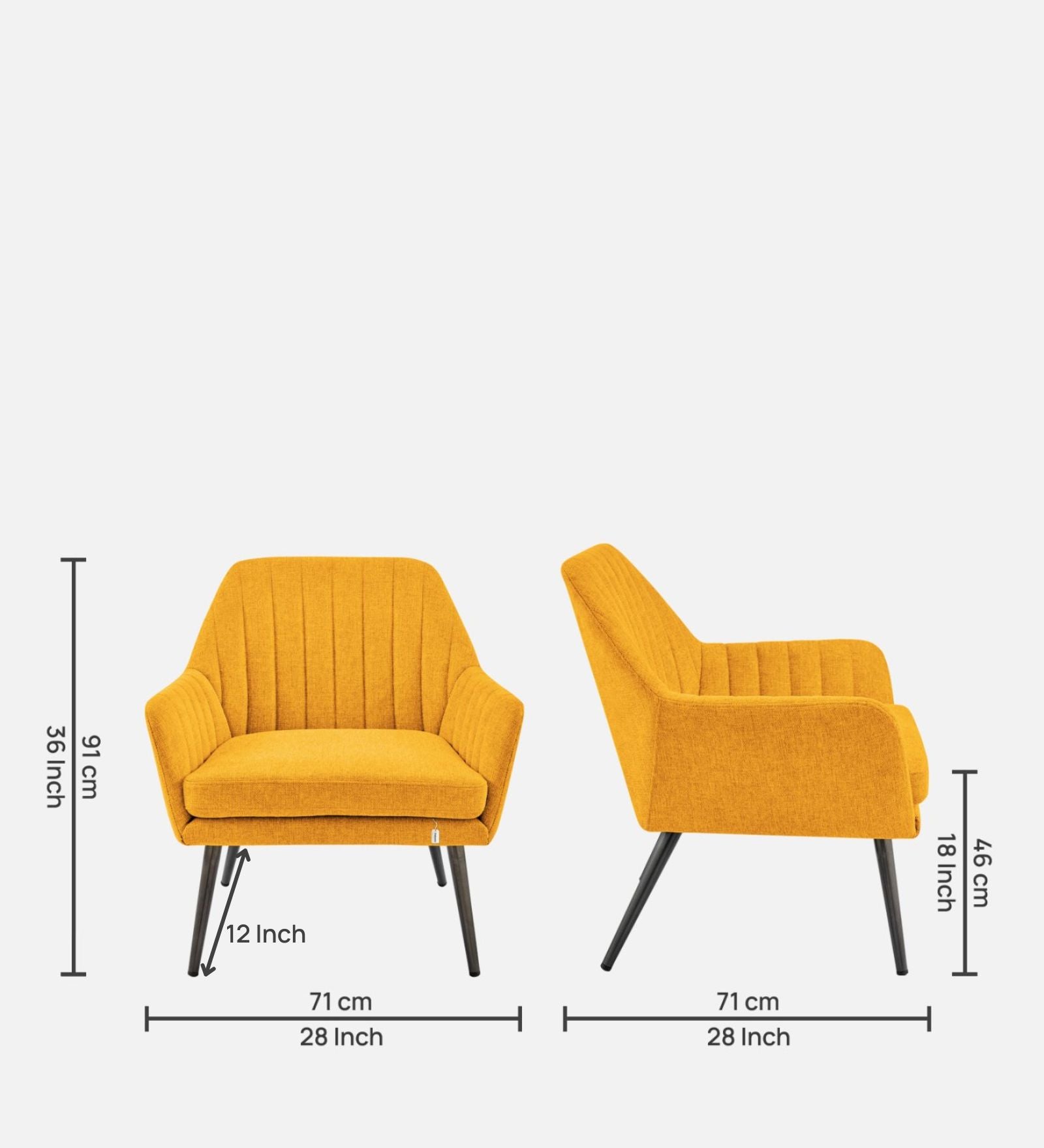Bella Fabric Arm Chair In Bold Yellow Colour - Febonic Living
