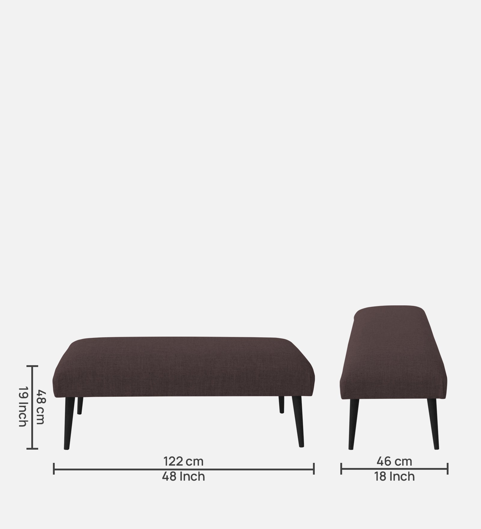 Adon Velvet Bench In Mocha Brown Colour - Febonic Living