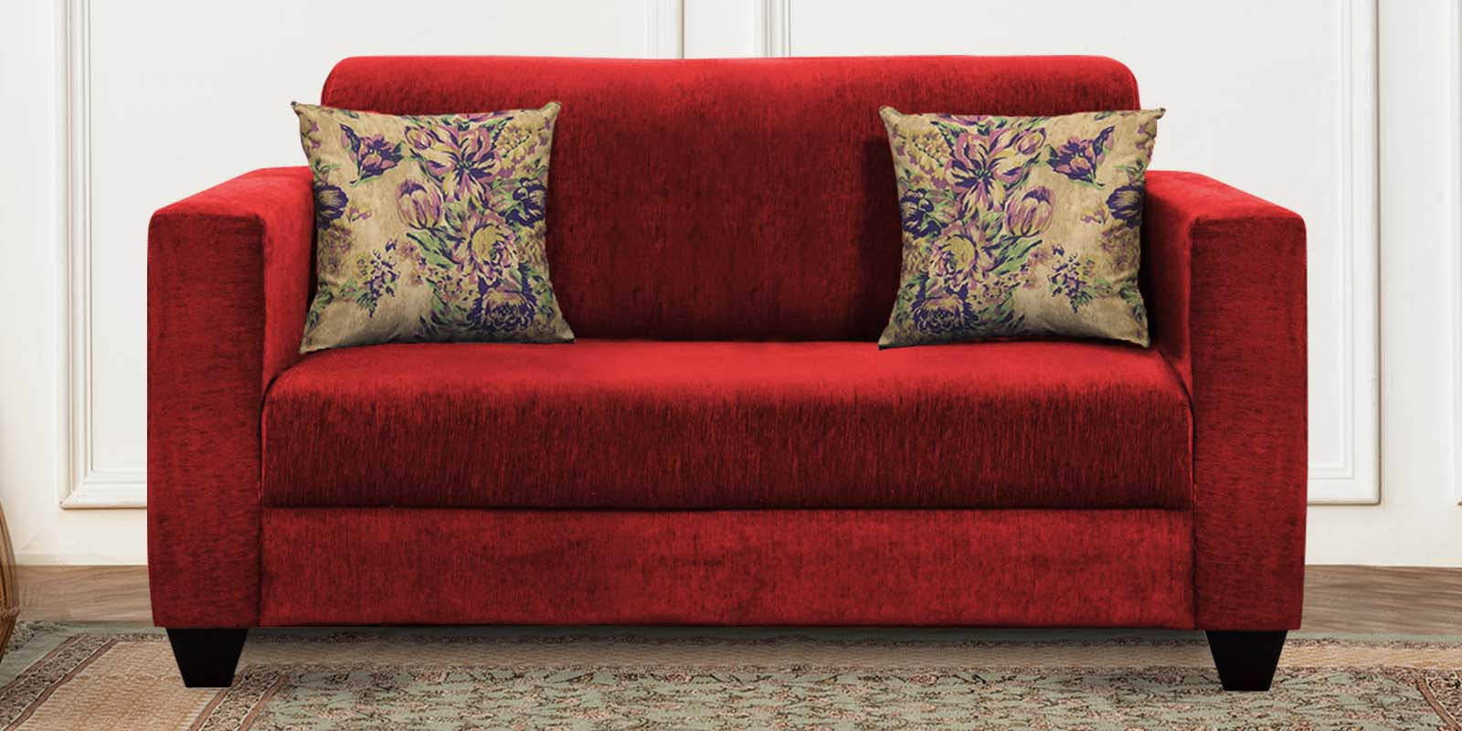 Lipu Fabric 2 Seater Sofa In Blood Maroon Colour
