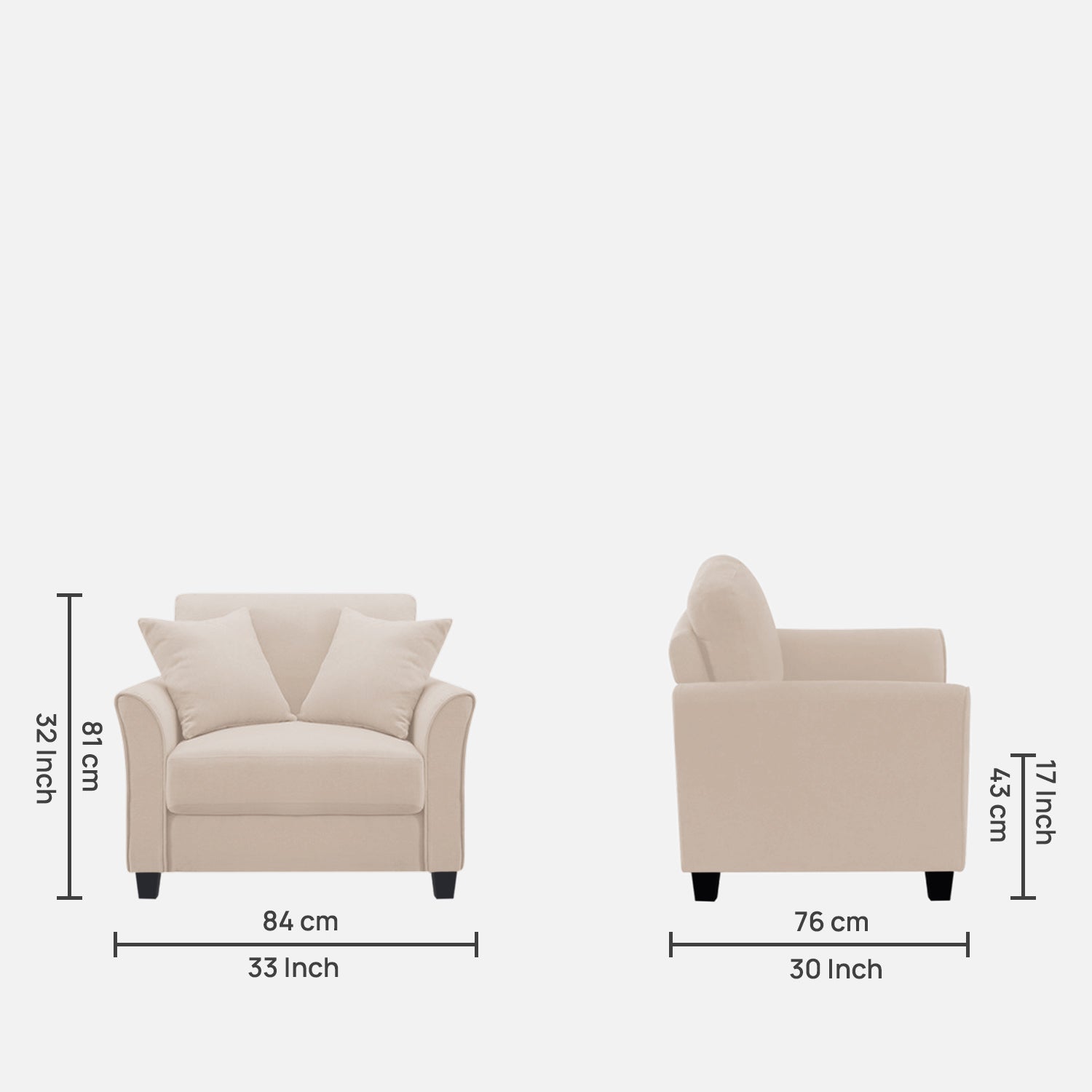 Daroo Velvet 1 Seater Sofa In Camel Beige Colour - Febonic Living
