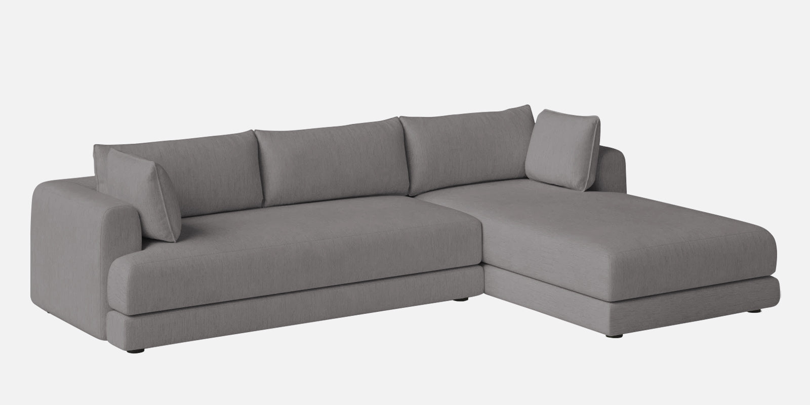 Ziggy Fabric RHS Sectional Sofa (3+Lounger) In Silver Grey Colour - Febonic Living