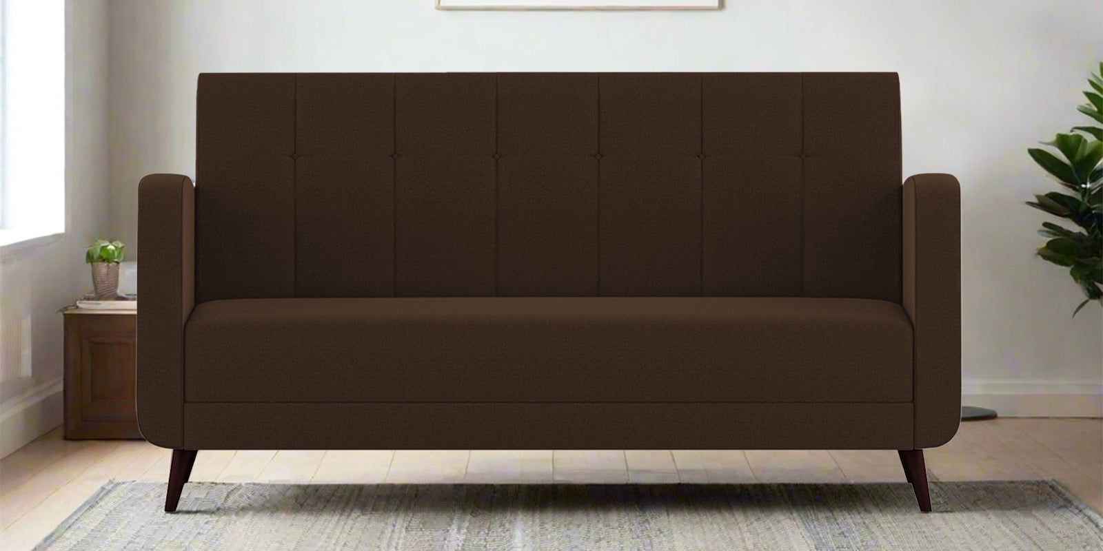 Wiki Velvet 3 Seater Sofa in Chocolate Brown Colour