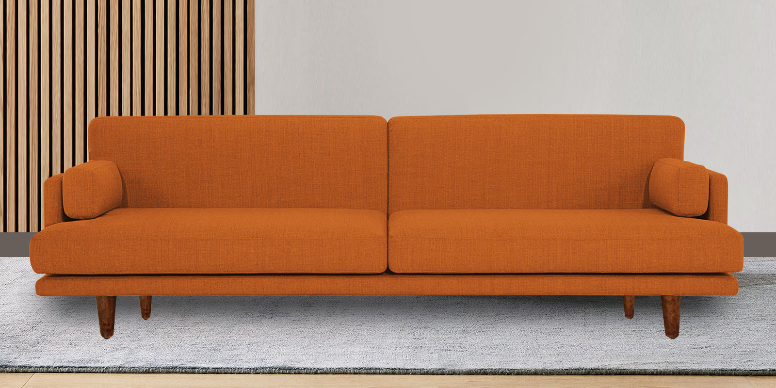 Ricky Fabric 3 Seater Sofa In Vivid Orange Colour - Febonic Living