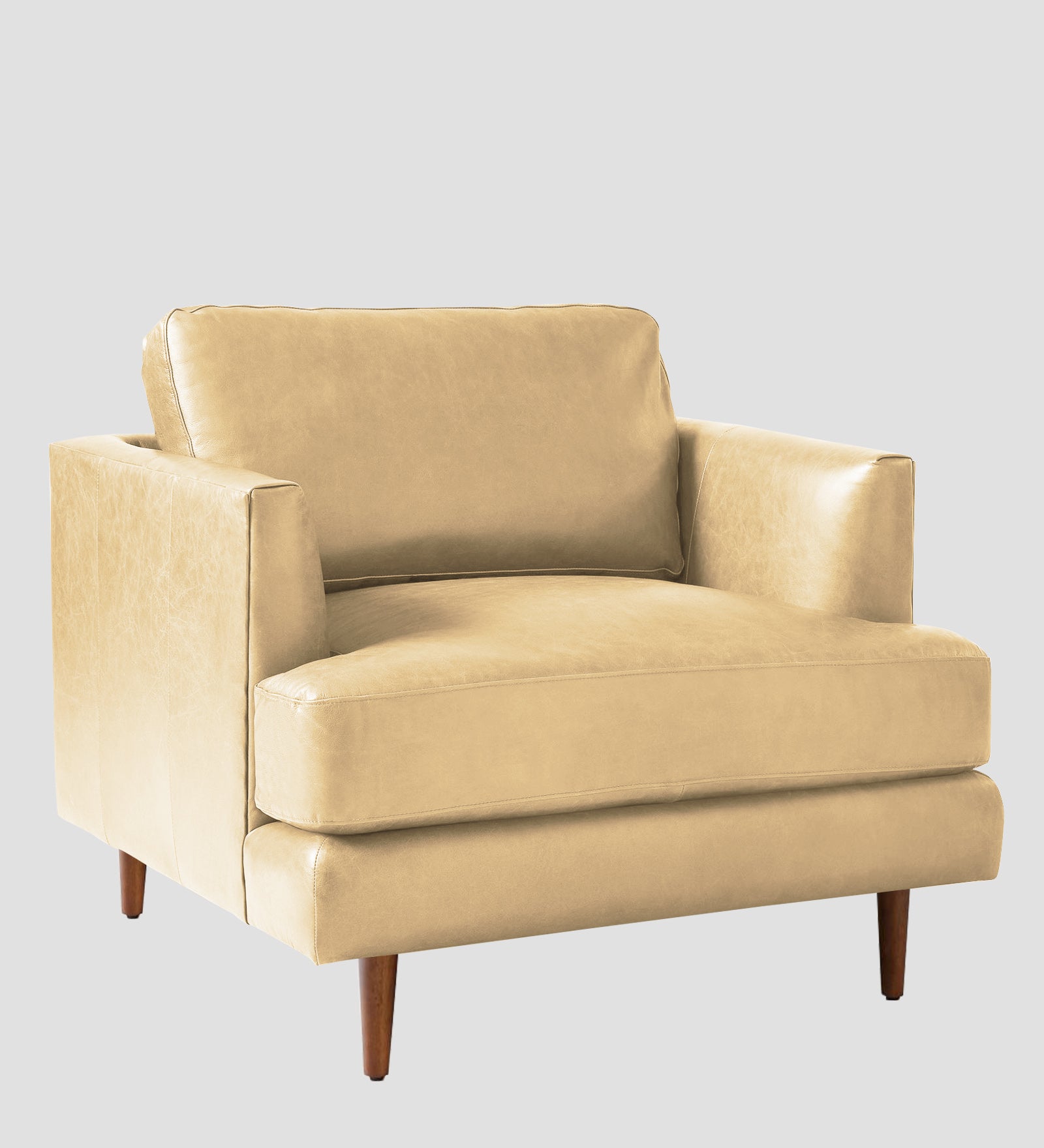 Sterio Leatherette 1 Seater Sofa In Peach Beige Colour - Febonic Living