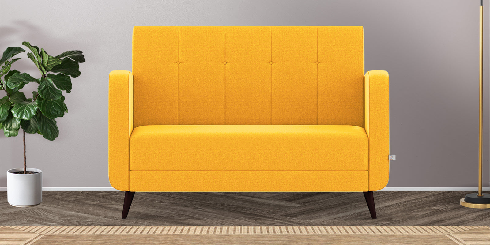 Wiki Velvet 2 Seater Sofa In Safforn Yellow Colour - Febonic Living