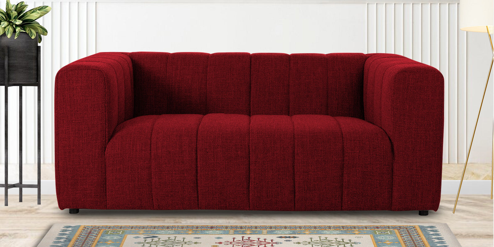 Lara Fabric 2 Seater Sofa In Blood Maroon Colour - Febonic Living