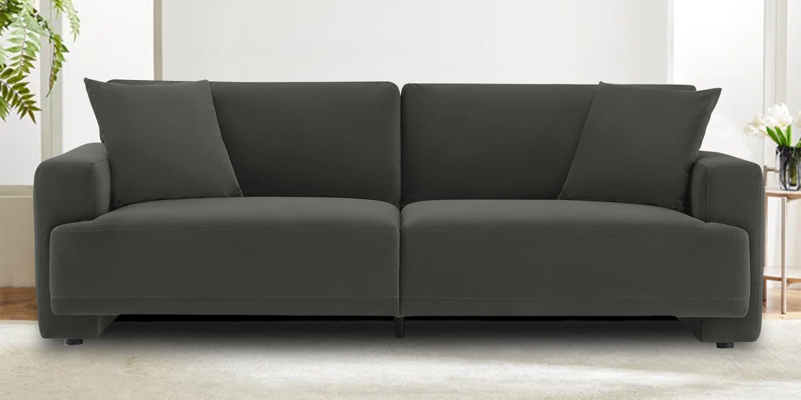 Kosta Velvet 3 Seater Sofa In Hory Grey Colour - Febonic Living