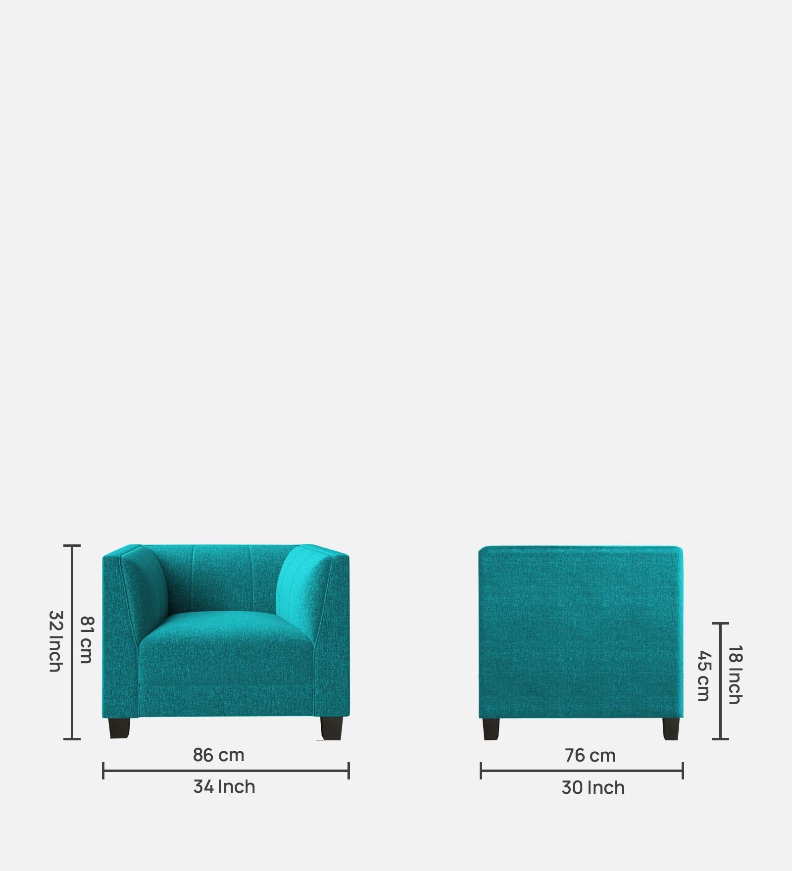 Chastin Fabric 1 Seater Sofa In Sea Green Colour - Febonic Living