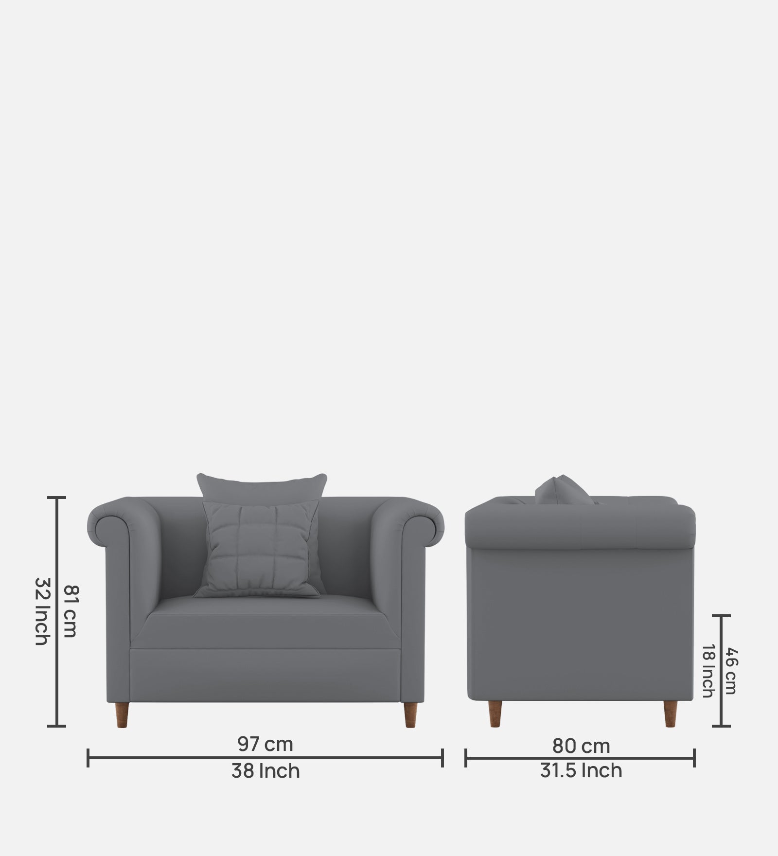 Rubi Velvet 1 Seater Sofa In Pubble Grey Colour - Febonic Living