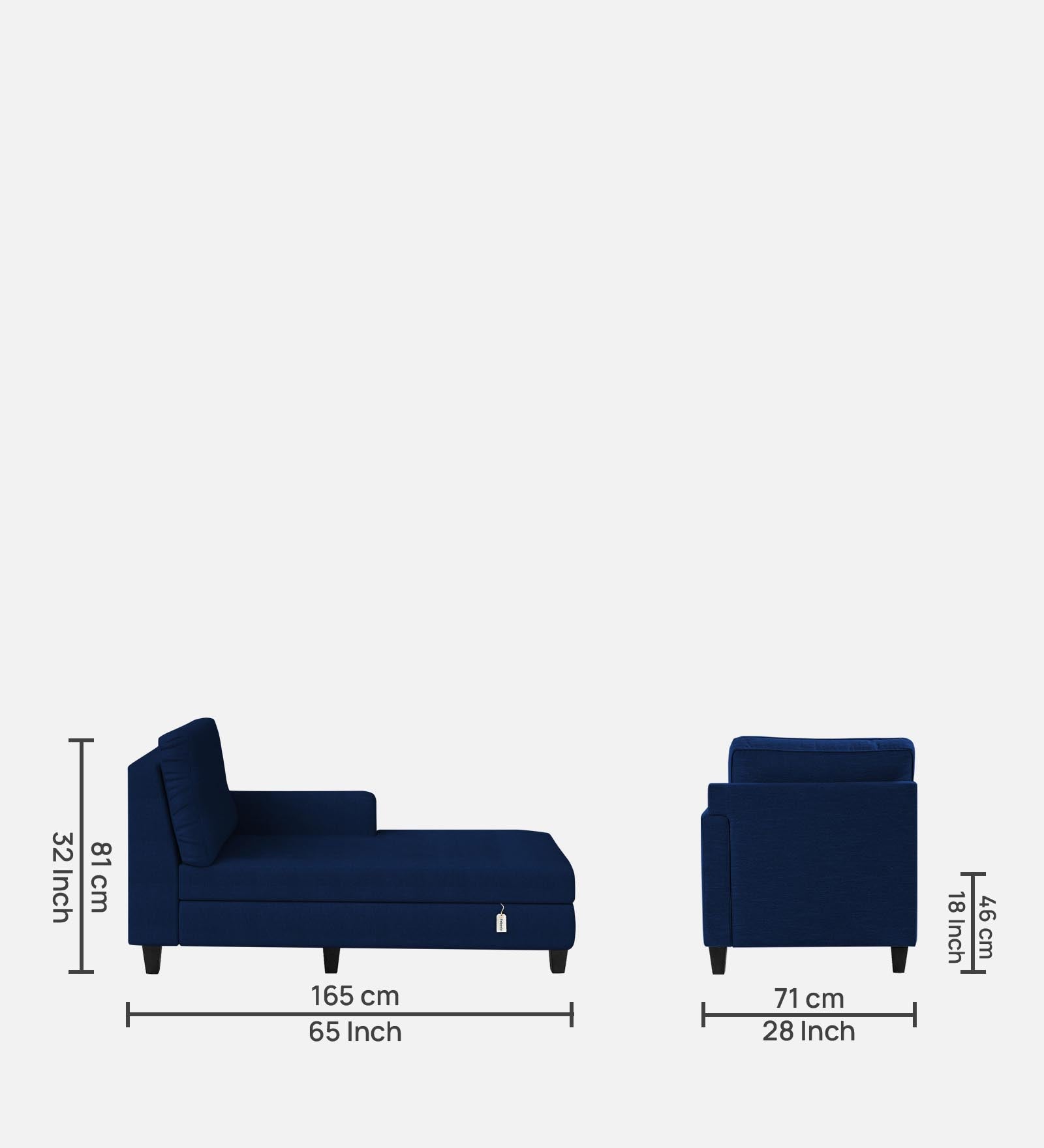Royee Fabric RHS Chaise Lounger In Royal Blue Colour With Storage - Febonic Living