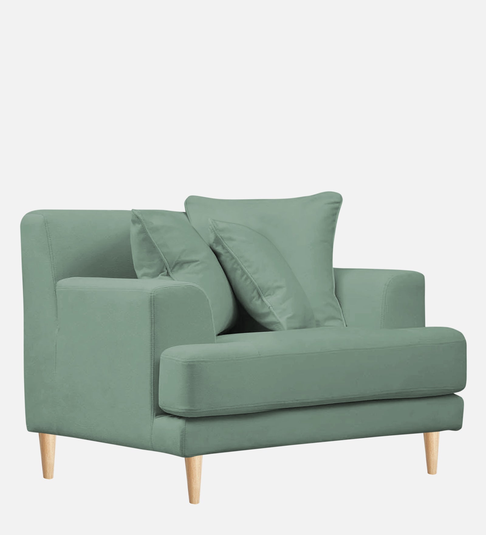Woody Fabric 1 Seater Sofa in Mist Blue Colour