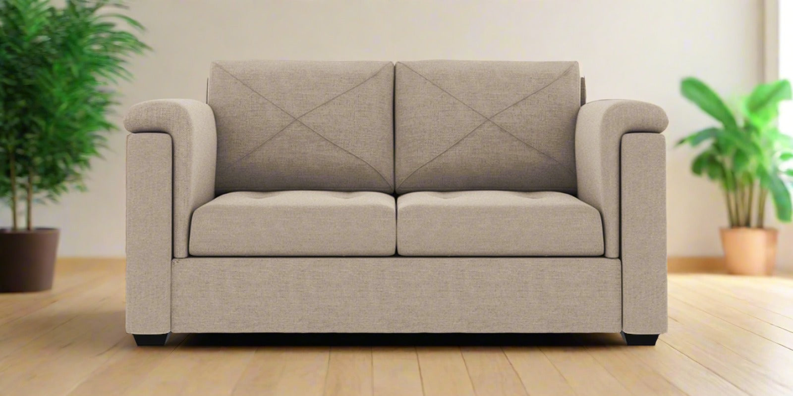 Andres Fabric 2 Seater Sofa In Khaki Beige Colour - Febonic Living