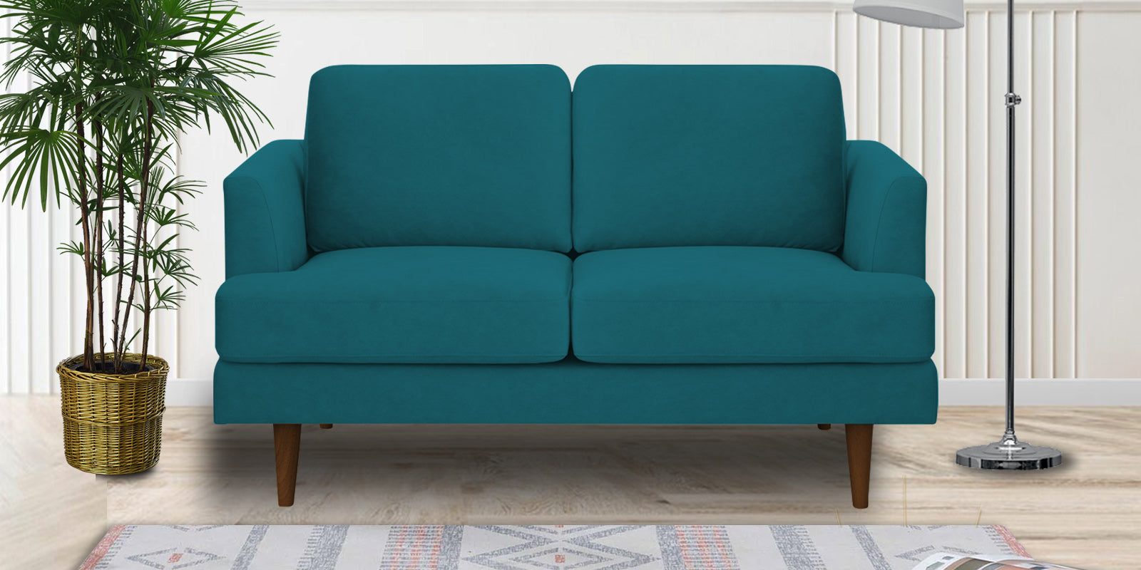 Motra Velvet 2 Seater Sofa In Pine green Colour - Febonic Living