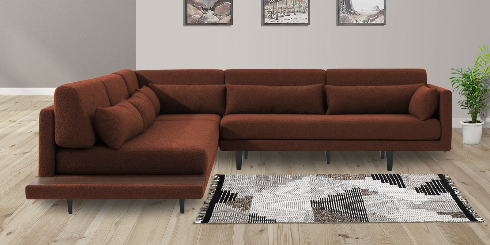 Malta Fabric 6 Seater RHS Corner Sofa In Coffee brown Colour - Febonic Living