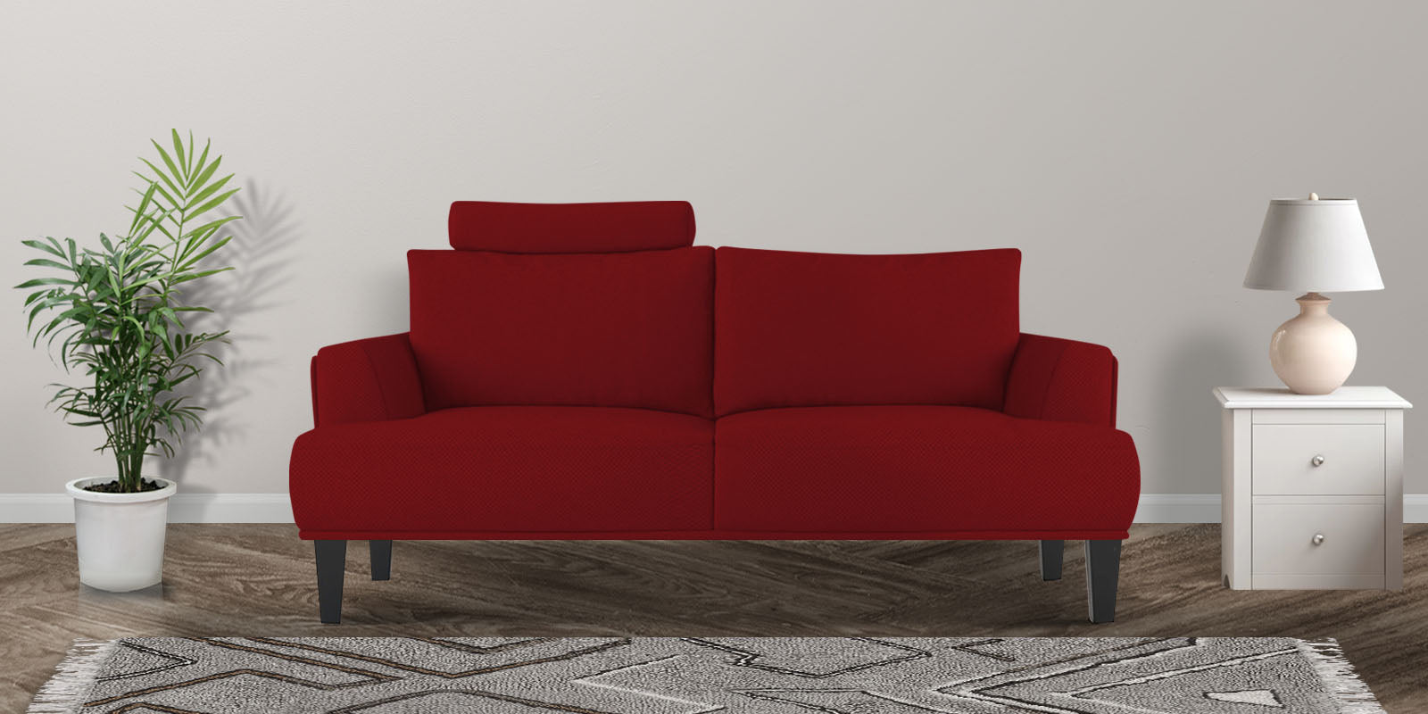 Como Fabric 2 Seater Sofa In Blood Maroon Colour - Febonic Living