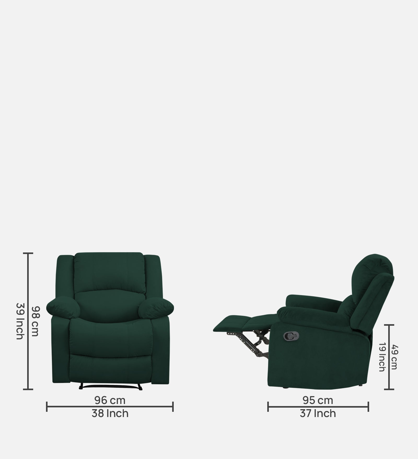 Lexi Fabric 1 Seater Motorized Recliner In Forest Green Colour - Febonic Living