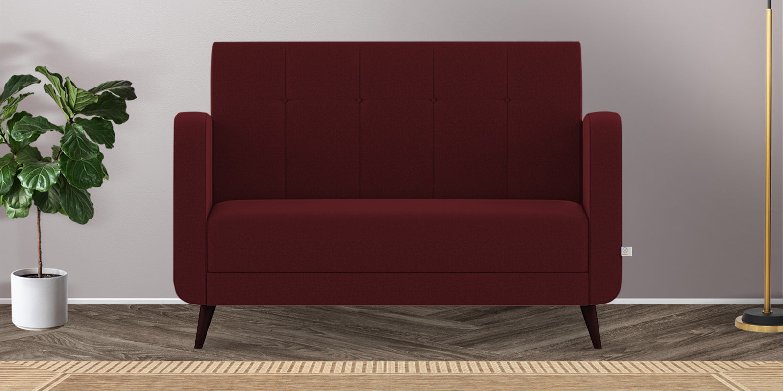 Wiki Velvet 2 Seater Sofa In Blood Maroon Colour - Febonic Living