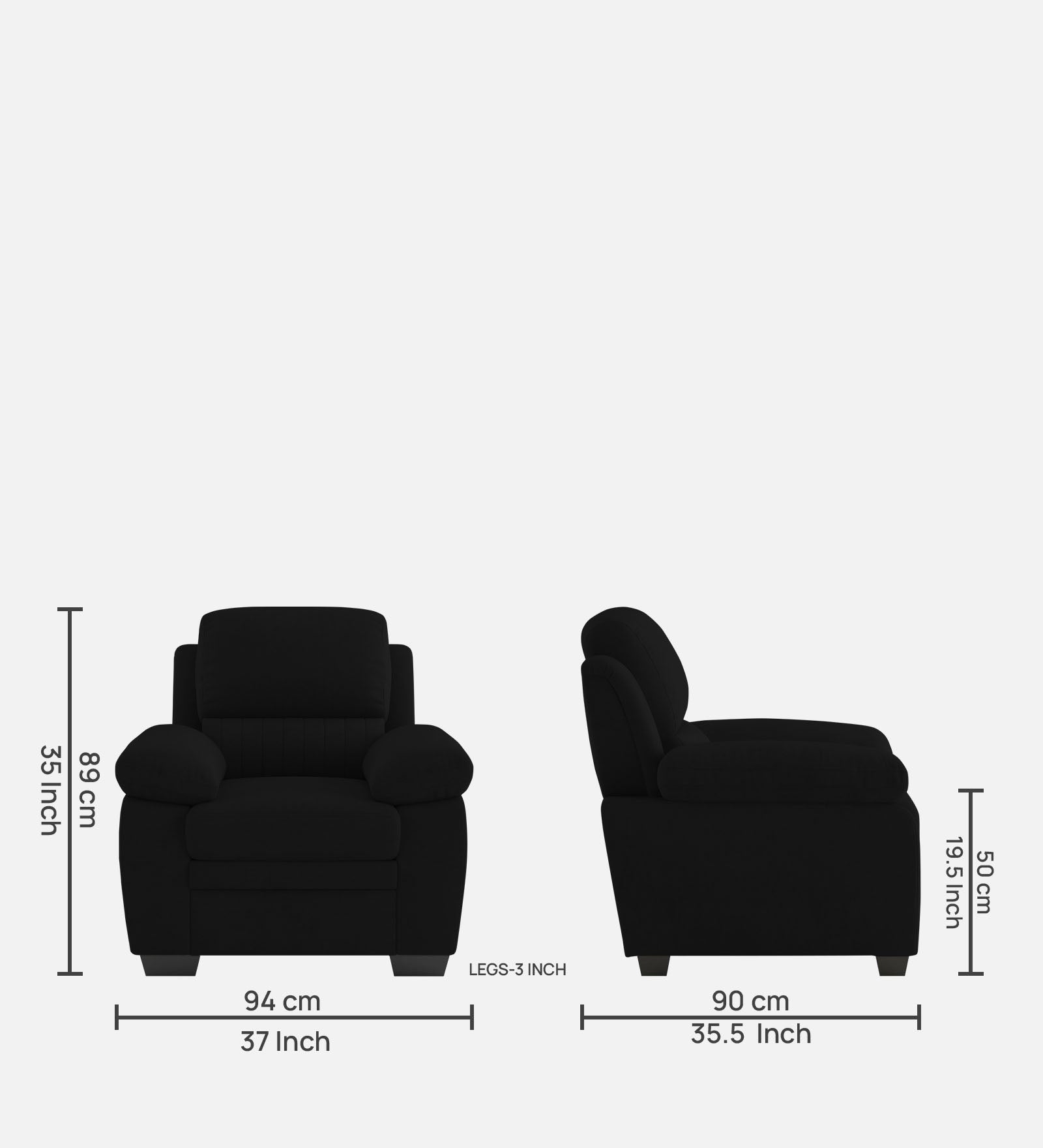 Miranda Velvet 1 Seater Sofa In Adam Black Colour - Febonic Living