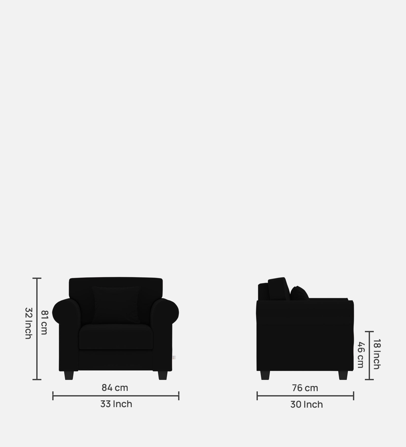 Numonk Velvet 1 Seater Sofa In Adam Black Colour - Febonic Living