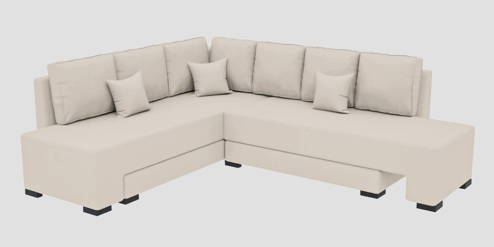 Corby Velvet LHS 6 Seater Convertible Sofa Cum Bed In Camel Beige Colour - Febonic Living