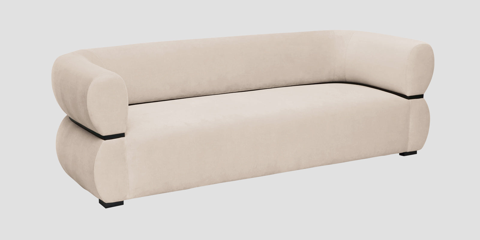 Kula Velvet 3 Seater Sofa In Camel Beige Colour - Febonic Living