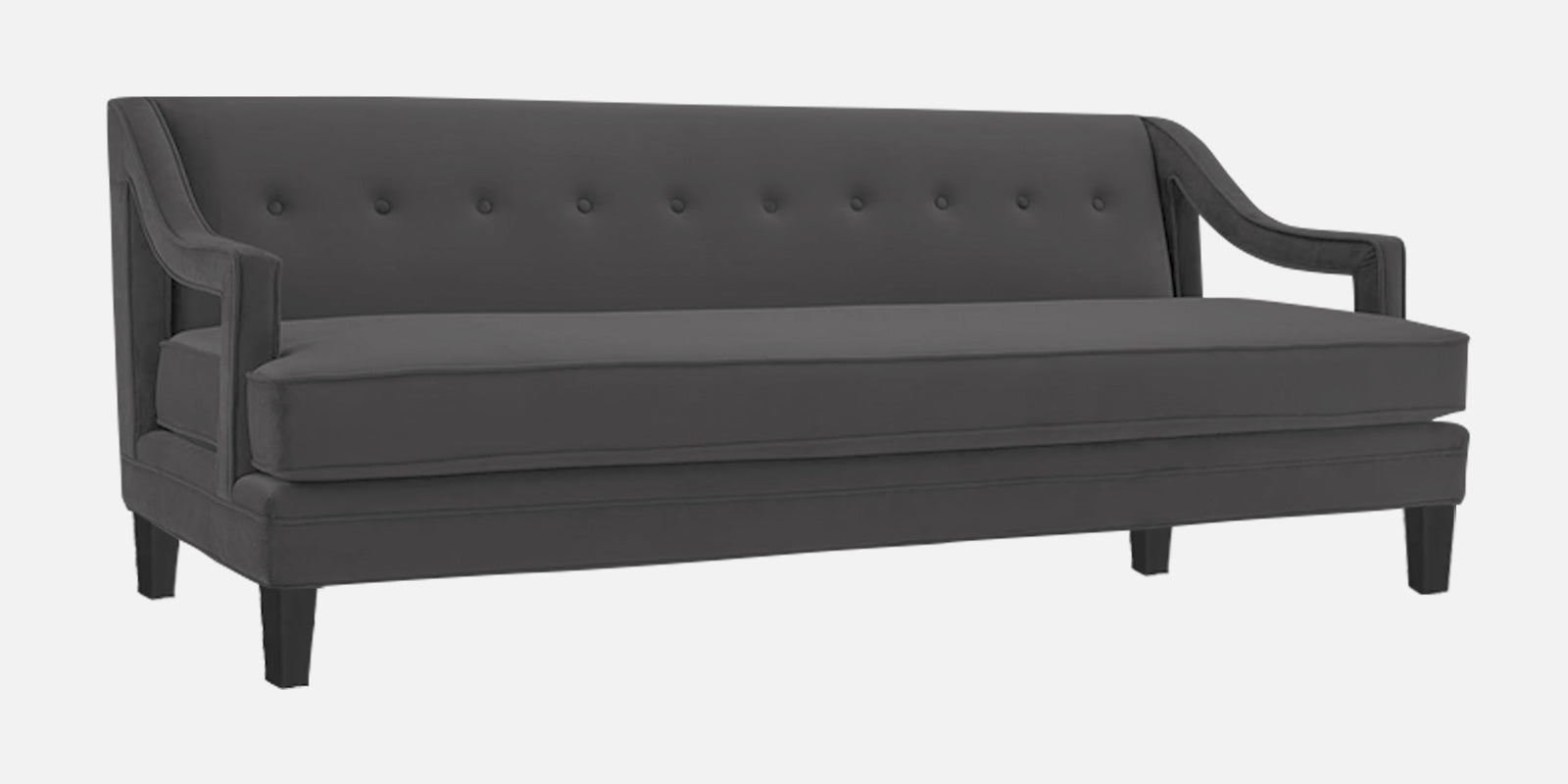 Daffy Velvet 3 Seater Sofa In Davy Grey Colour - Febonic Living