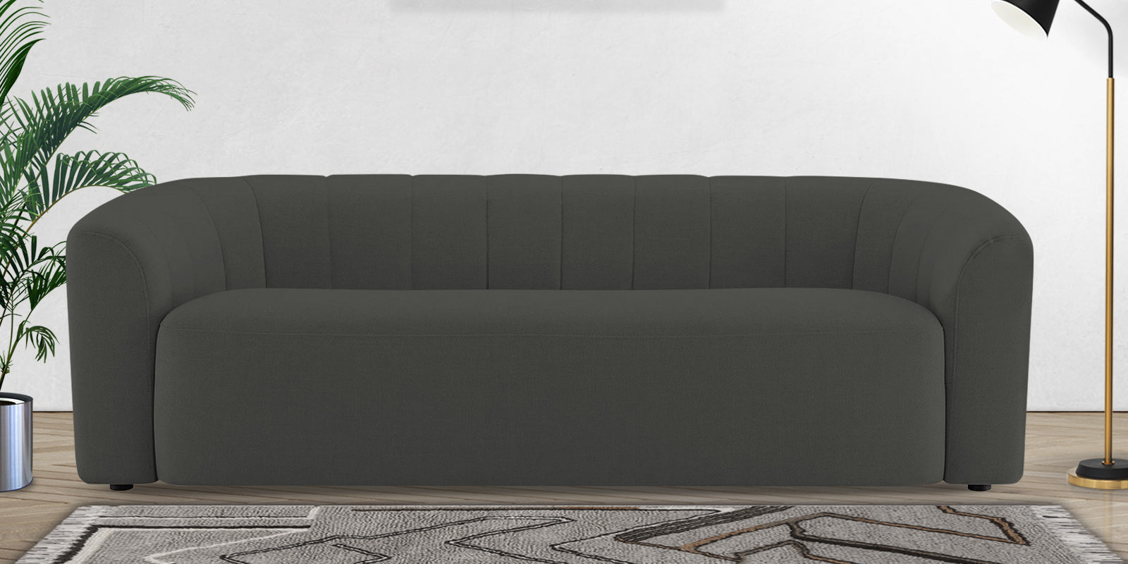 Mara Fabric 3 Seater Sofa In Charcoal Grey Colour - Febonic Living