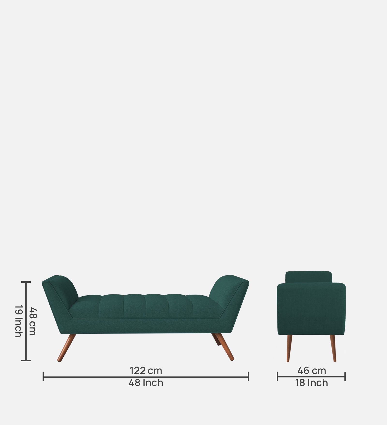 Cartes Velvet Bench In Pine Green Colour