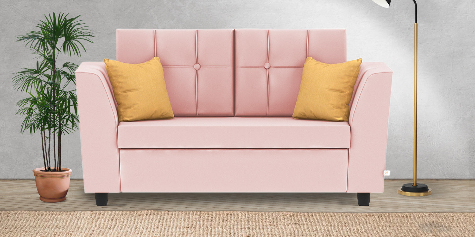 Nestin Velvet 2 Seater Sofa In Millennial Pink Colour - Febonic Living