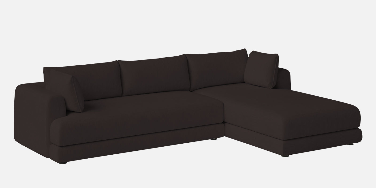 Ziggy Fabric RHS Sectional Sofa (3+Lounger) In Pebble Brown Colour - Febonic Living
