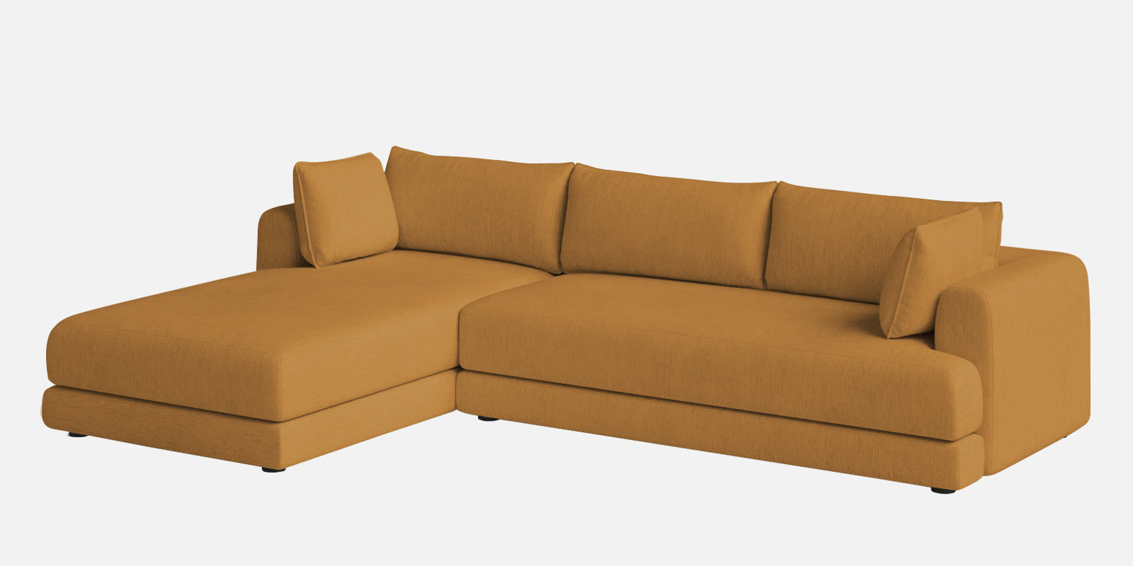 Ziggy Fabric LHS Sectional Sofa (3+Lounger) In Corn Yellow Colour - Febonic Living