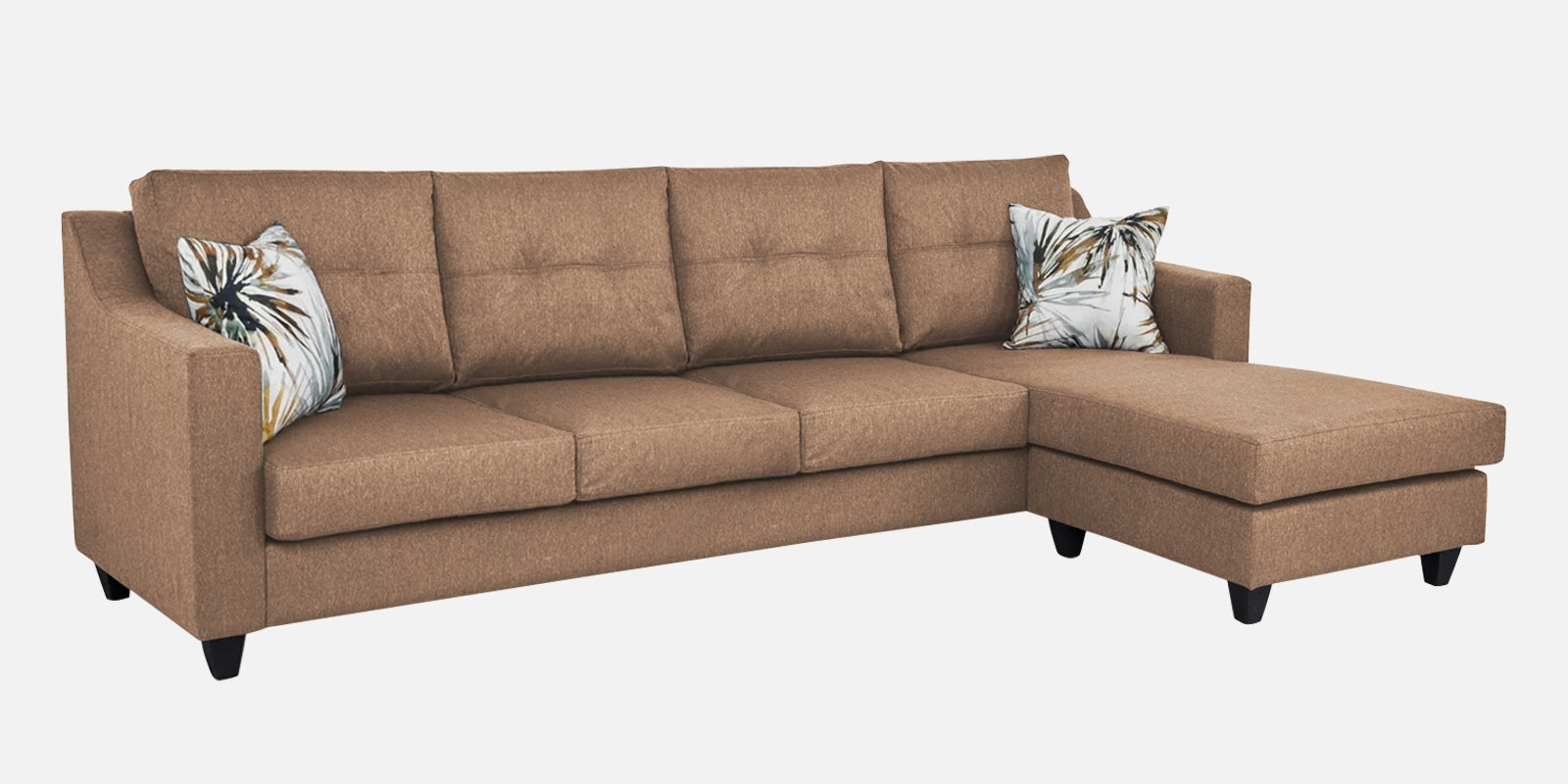 Welly Fabric LHS Sectional Sofa (3+Lounger) In Cosmic Beige Colour - Febonic Living