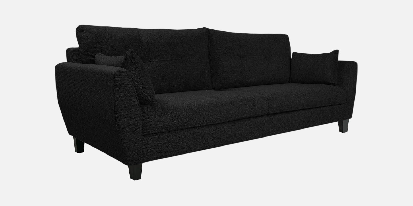Mario Fabric 3 Seater Sofa In Zed Black Colour - Febonic Living