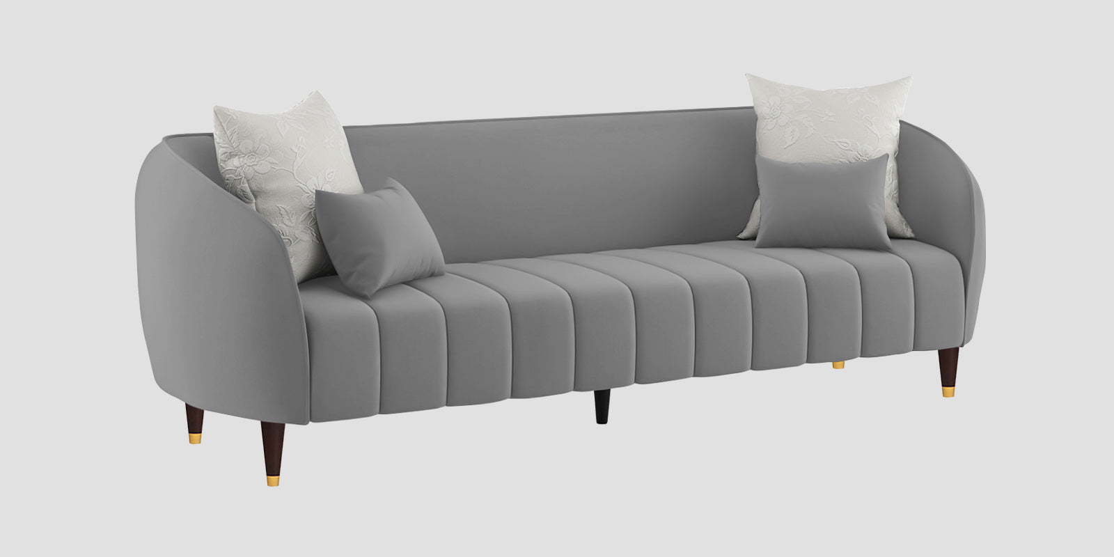 Hairo Velvet 3 Seater Sofa In Light Grey Colour - Febonic Living