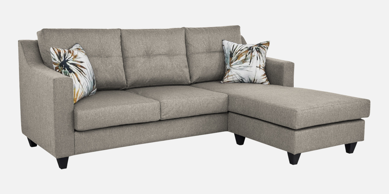 Welly Fabric LHS Sectional Sofa (2+Lounger) In Ash Grey Colour - Febonic Living