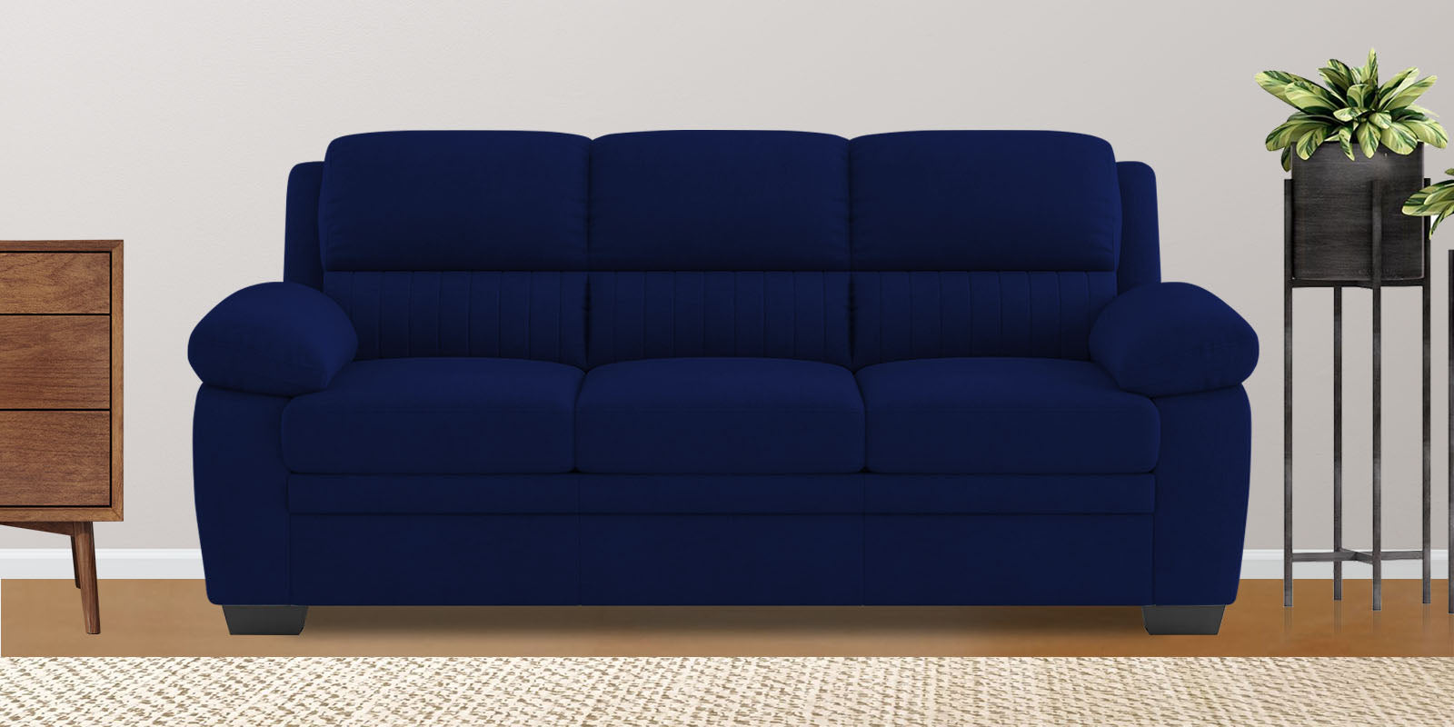 Miranda Velvet 3 Seater Sofa In Dark Blue Colour - Febonic Living