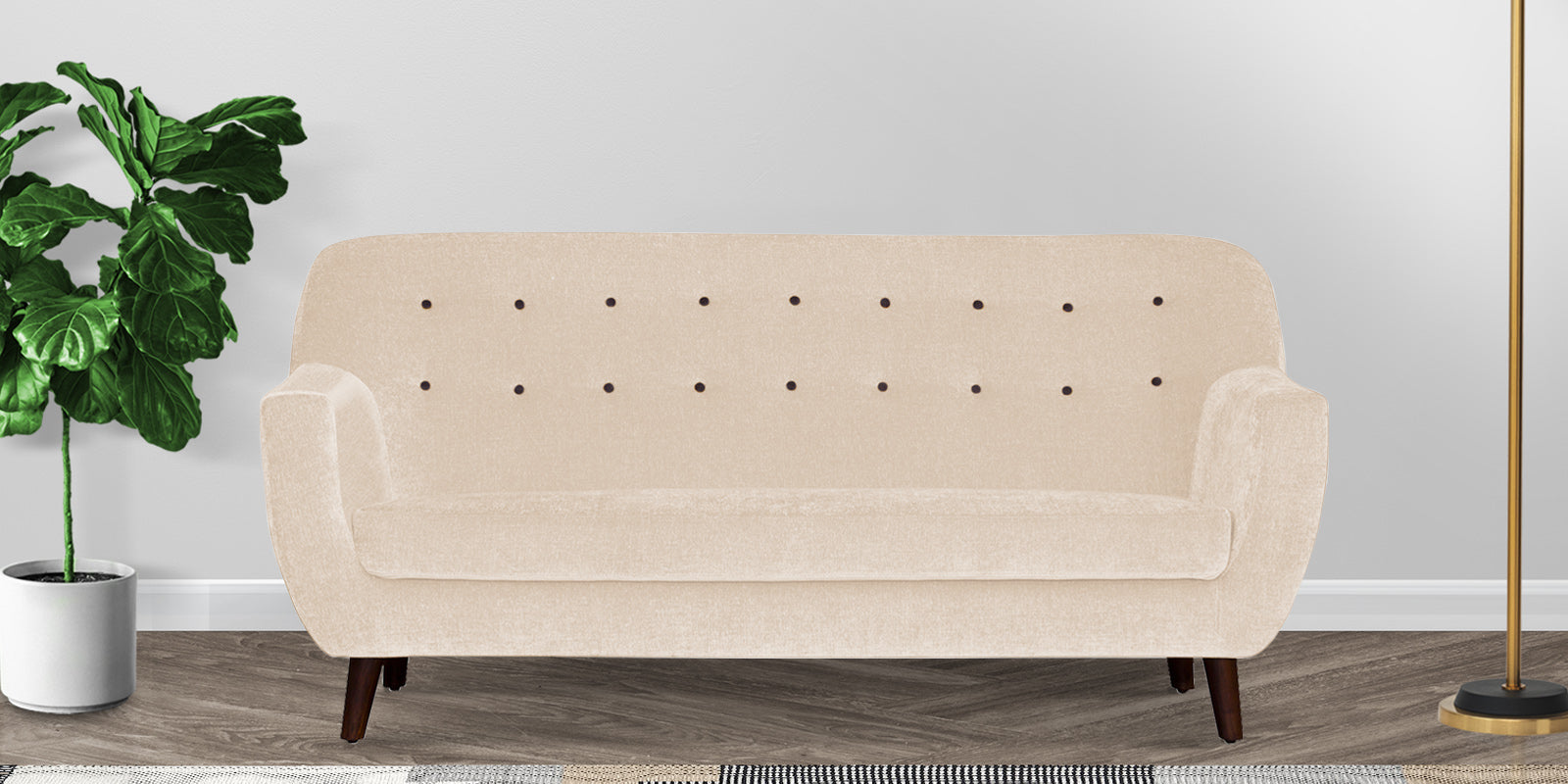 German Fabric 3 Seater Sofa In Woom Beige Colour - Febonic Living