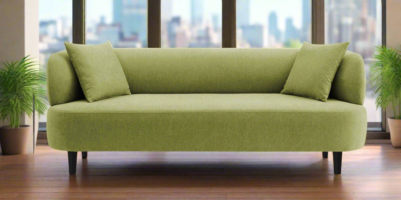 Carson Fabric 3 Seater Sofa In Lime Green Colour - Febonic Living