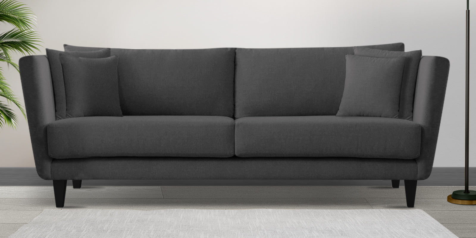Norway Velvet 3 Seater Sofa In Davy Grey Colour - Febonic Living