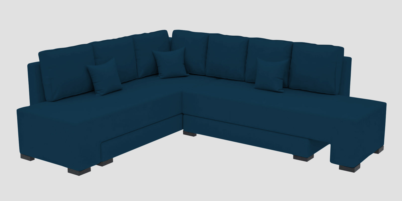 Corby Velvet LHS 6 Seater Convertible Sofa Cum Bed In Azure Blue Colour - Febonic Living