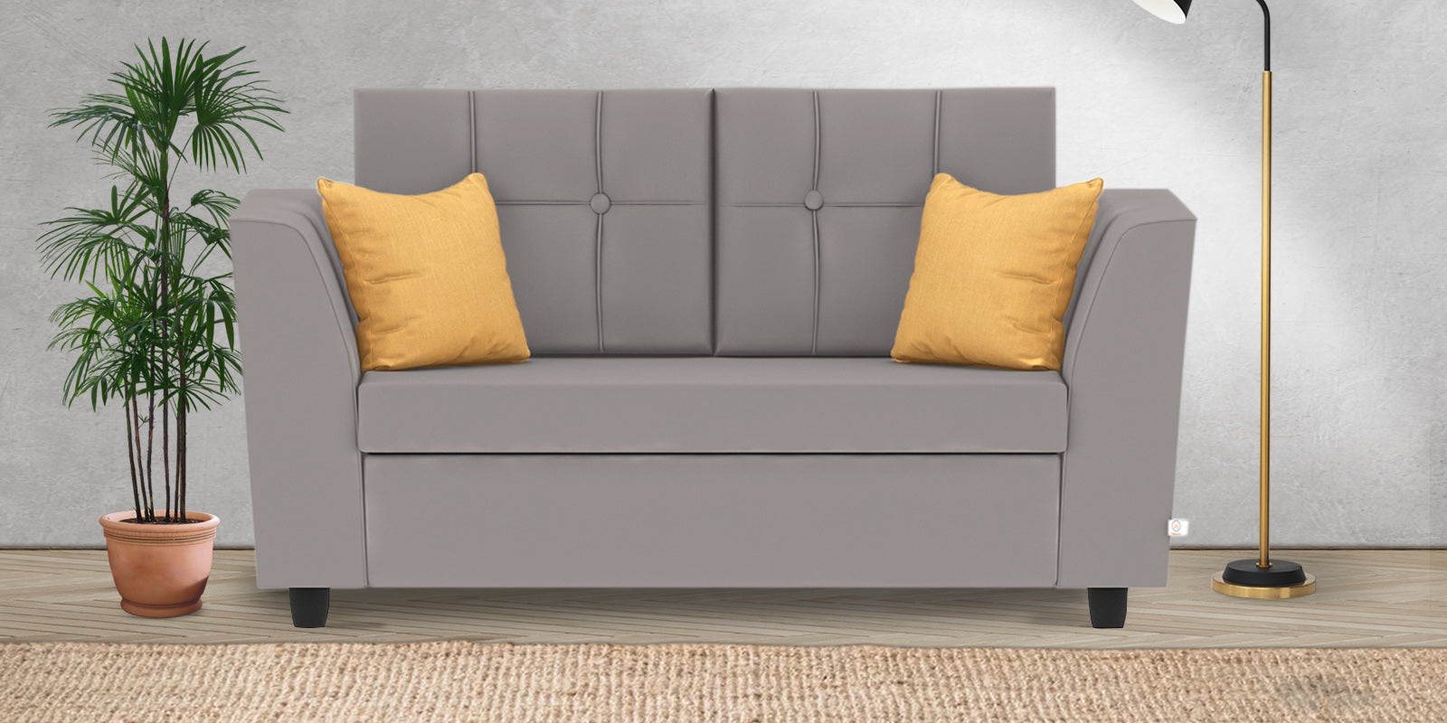 Nestin Velvet 2 Seater Sofa In Pearl Grey Colour - Febonic Living