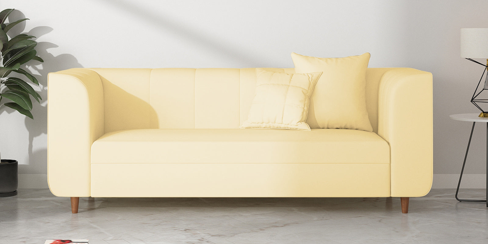 Sumo Velvet 3 Seater Sofa In Sandy Beige Colour - Febonic Living