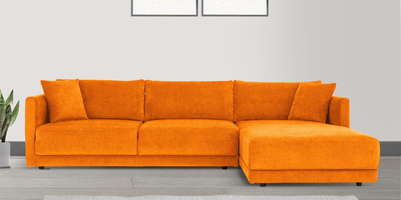 Northern Fabric LHS Sectional Sofa (3+Lounger) In Vivid orange Colour - Febonic Living