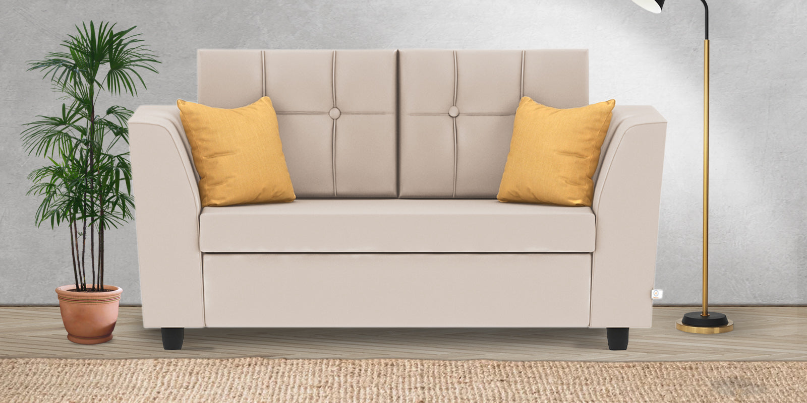 Nestin Velvet 2 Seater Sofa In Camel Beige Colour - Febonic Living