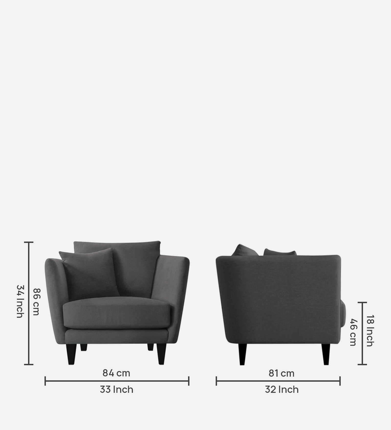 Norway Velvet 1 Seater Sofa In Davy Grey Colour - Febonic Living