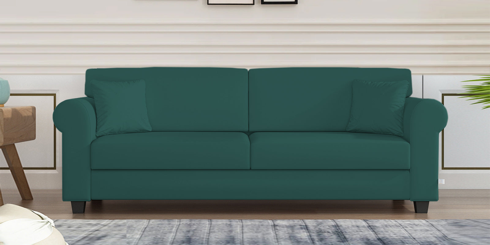 Numonk Velvet 3 Seater Sofa In Pine green Colour - Febonic Living