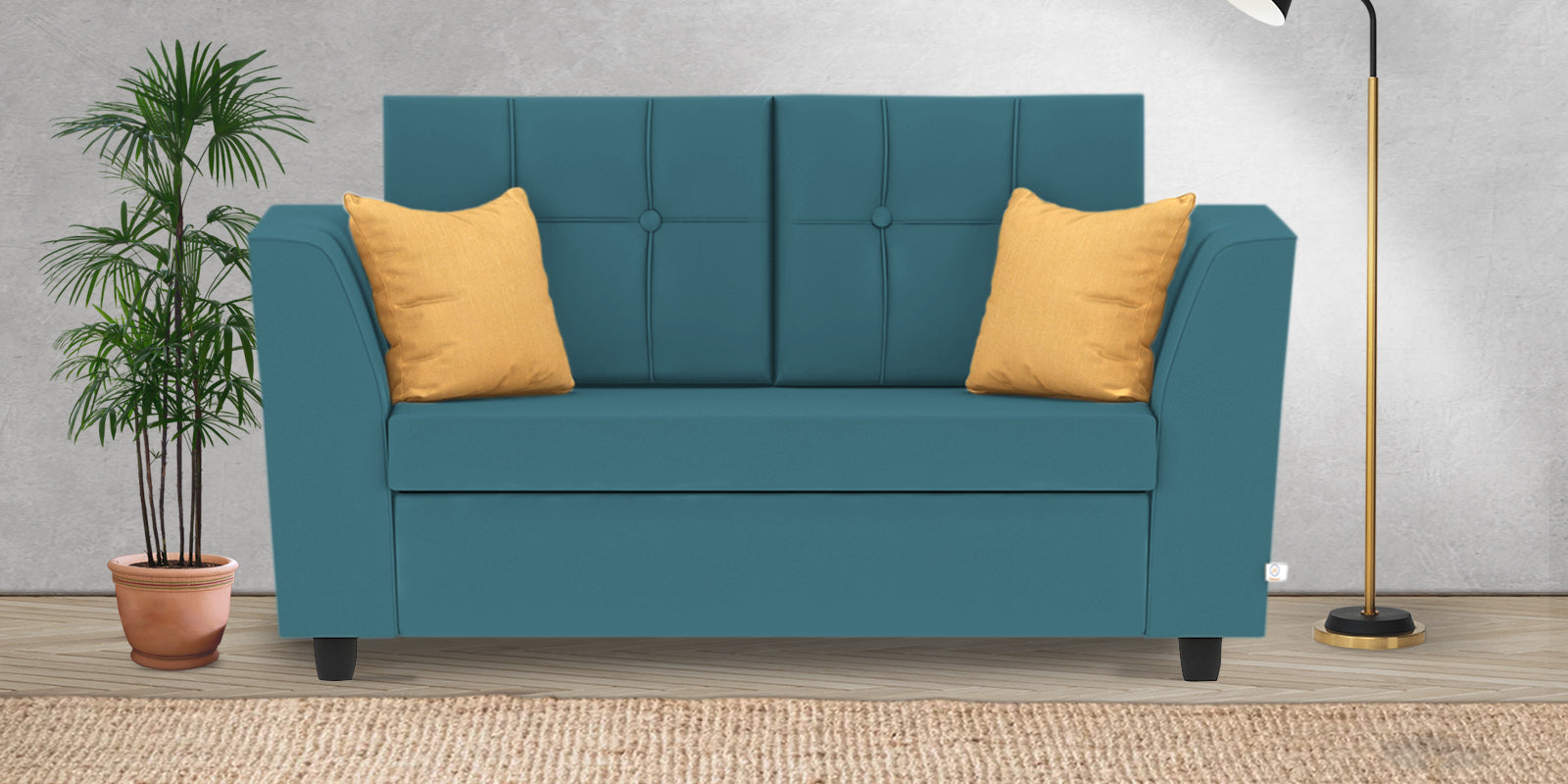 Nestin Velvet 2 Seater Sofa In Aqua Blue Colour - Febonic Living