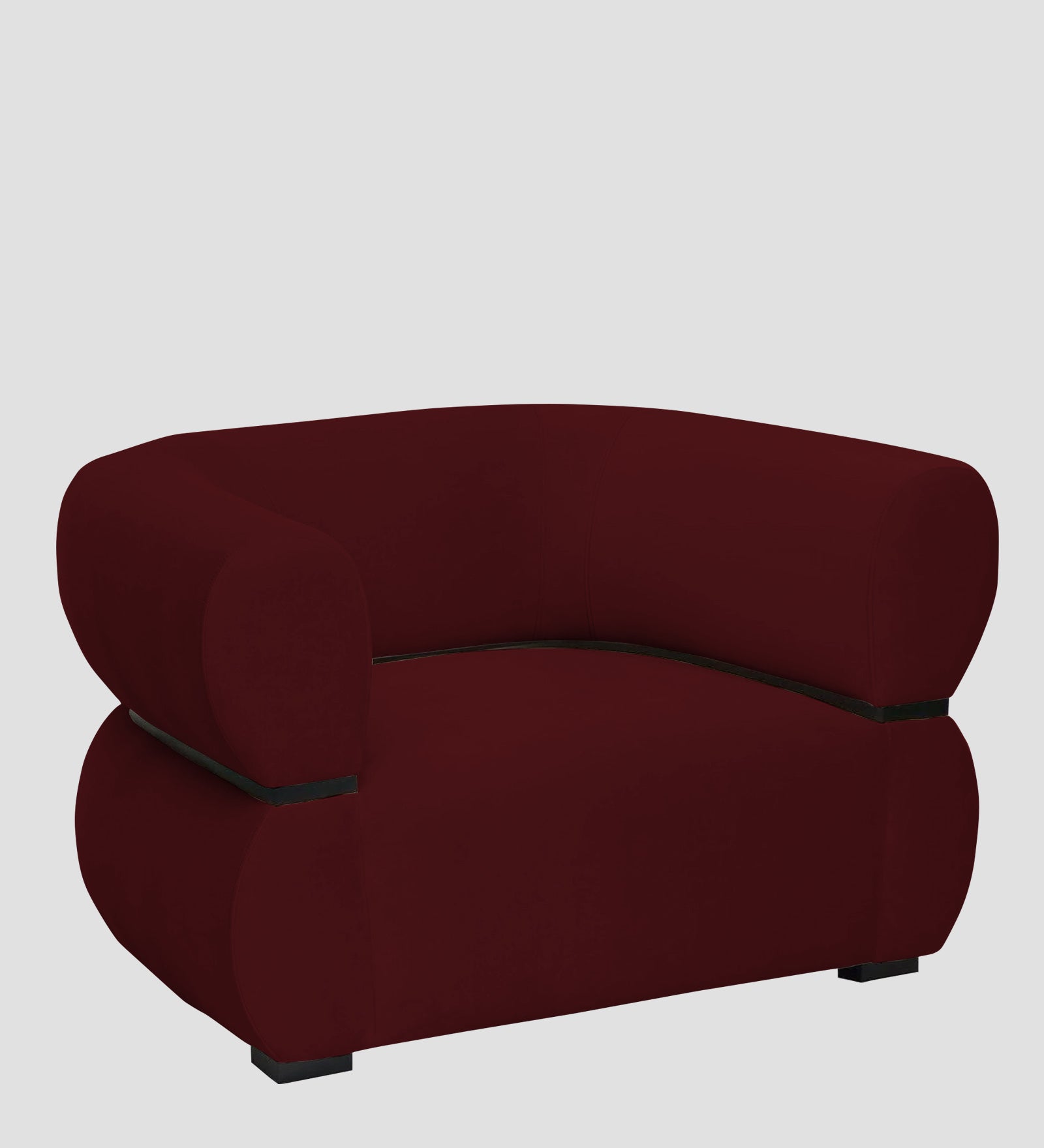 Kula Velvet 1 Seater Sofa In Dark Maroon Colour - Febonic Living