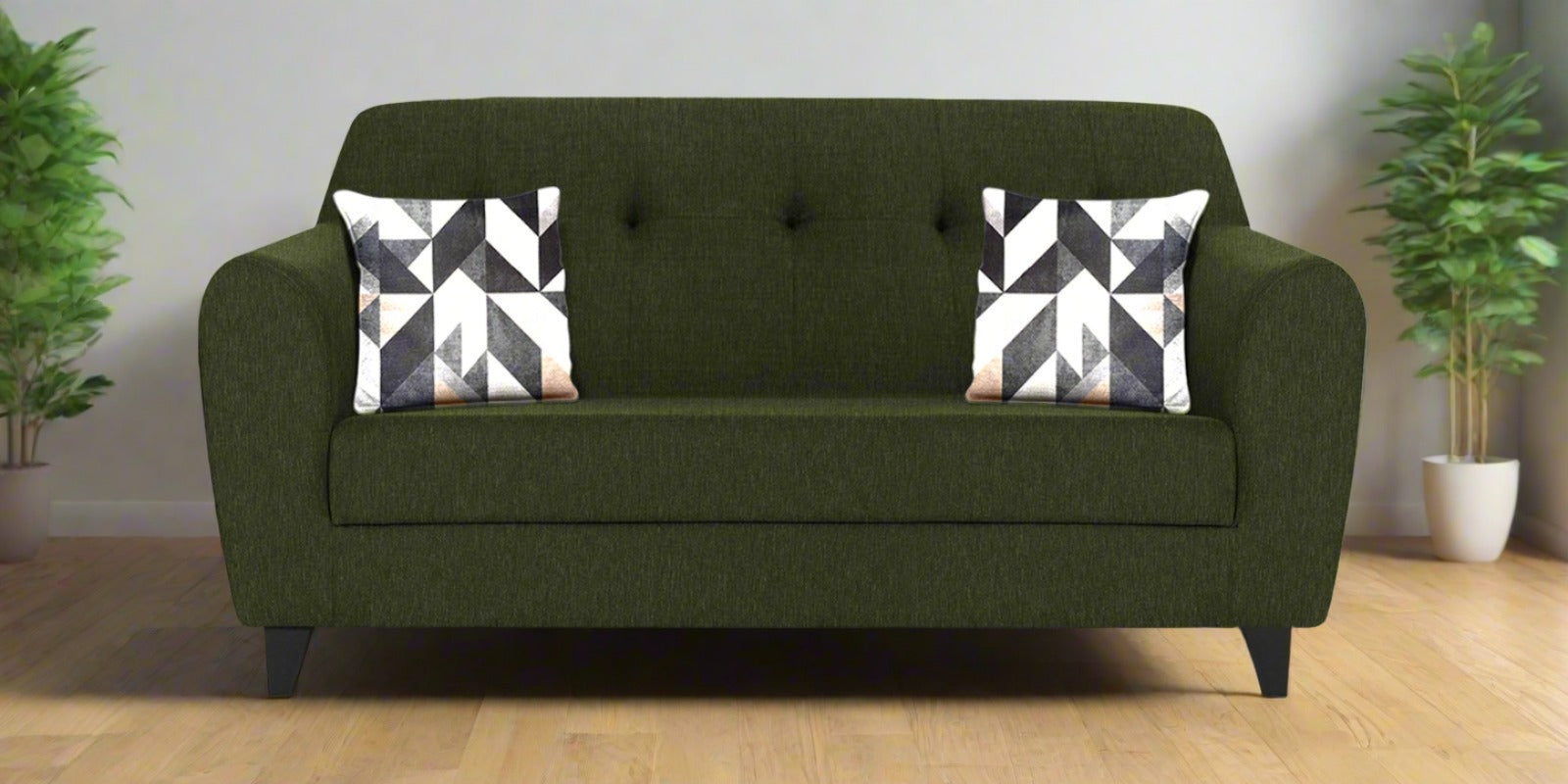 Melaan Fabric 2 Seater Sofa In Olive Green Colour - Febonic Living